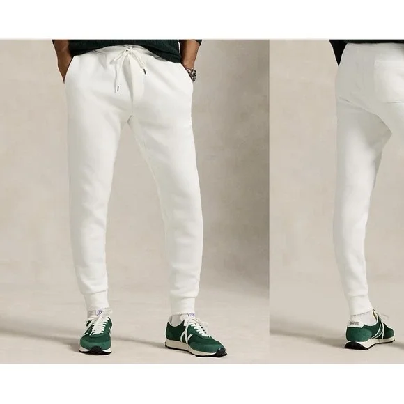 Polo Ralph Lauren Double Knit Jogger Pant Mens Medium Cream Pony Logo Athleisure - Picture 14 of 14